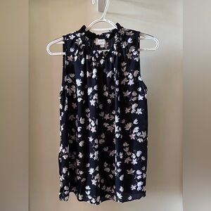 Loft navy with lavender and white flowers sleeveless top